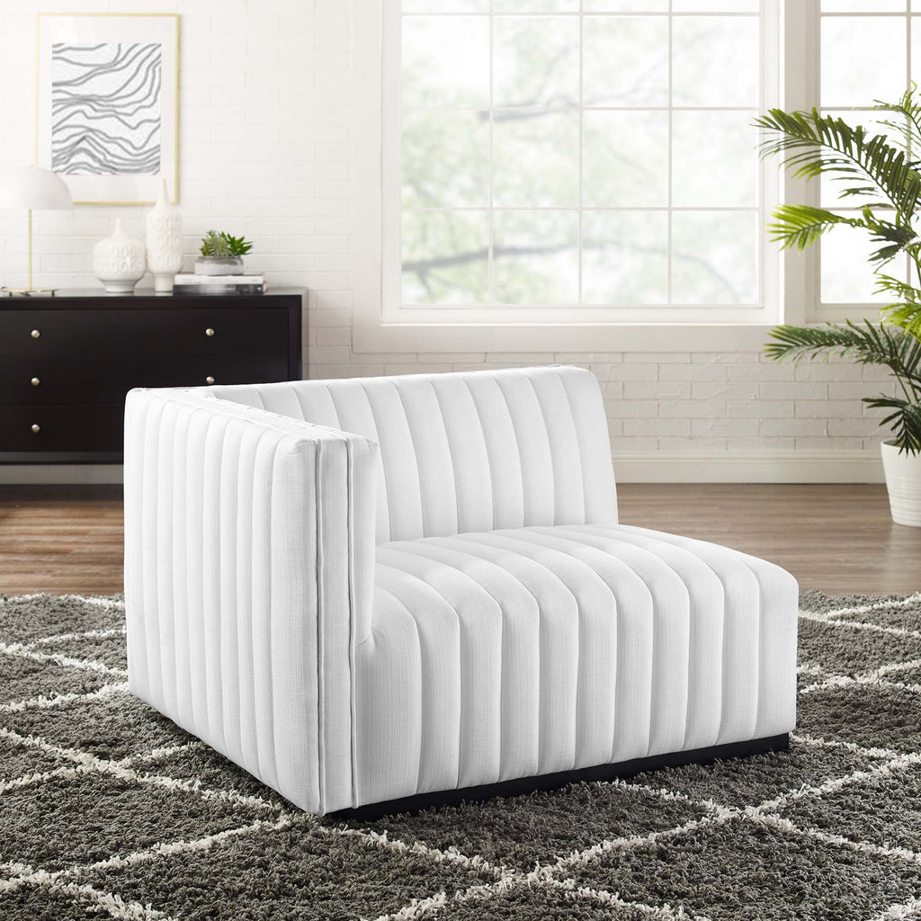 Conjure Channel Tufted Upholstered Fabric Left-Arm Chair - Black White