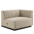 Conjure Channel Tufted Upholstered Fabric Right-Arm Chair - BlackBeige