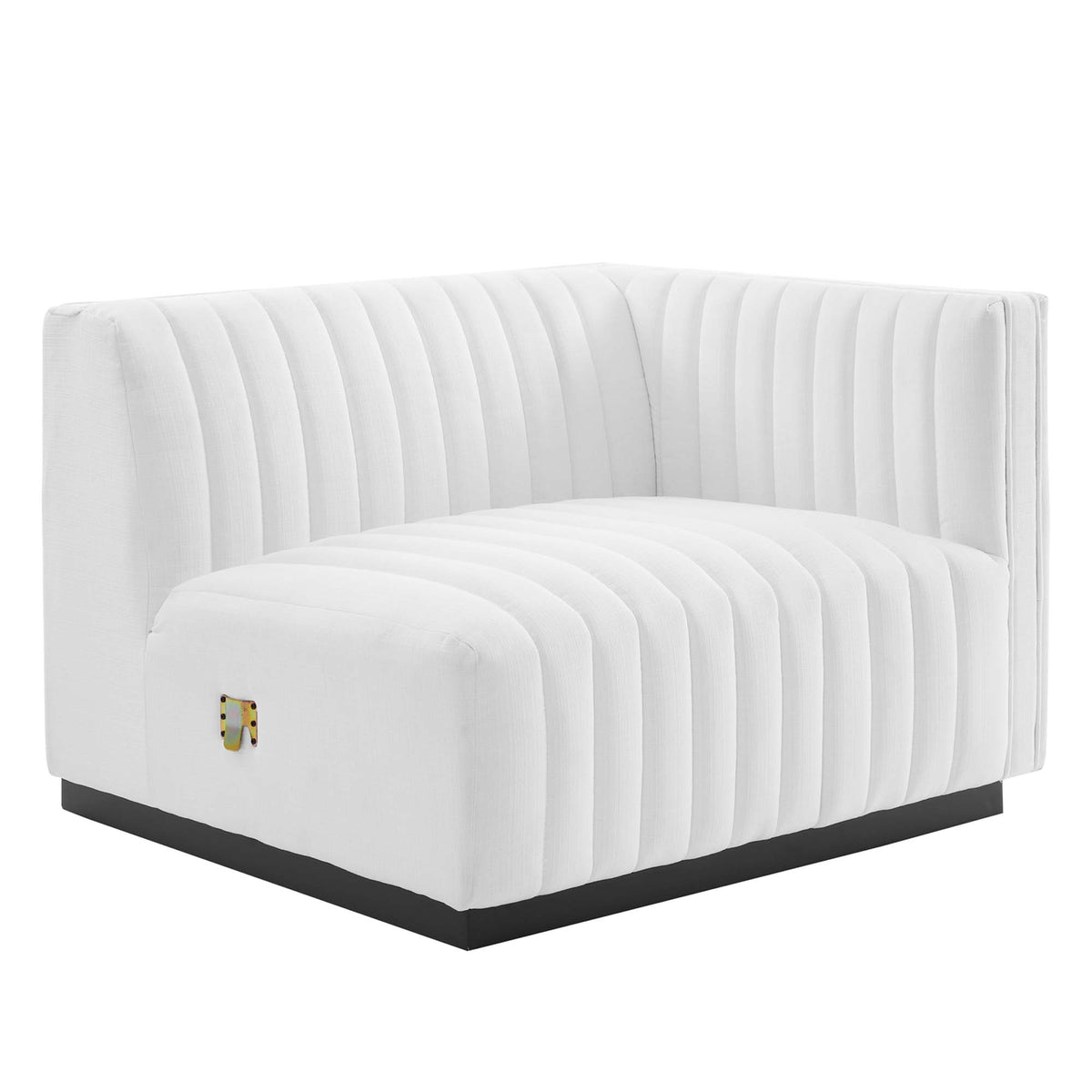 Conjure Channel Tufted Upholstered Fabric Right-Arm Chair - Black White