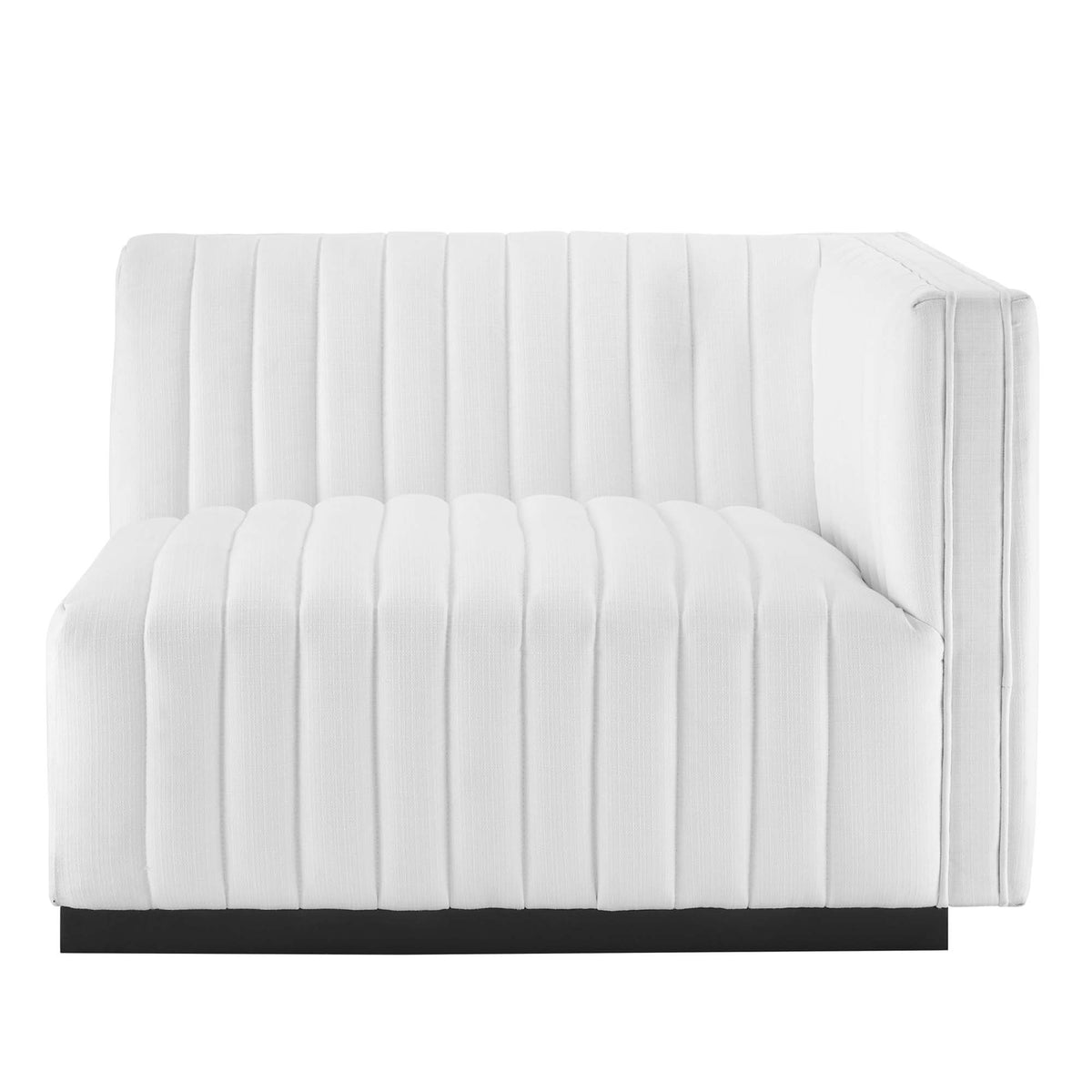 Conjure Channel Tufted Upholstered Fabric Right-Arm Chair - Black White