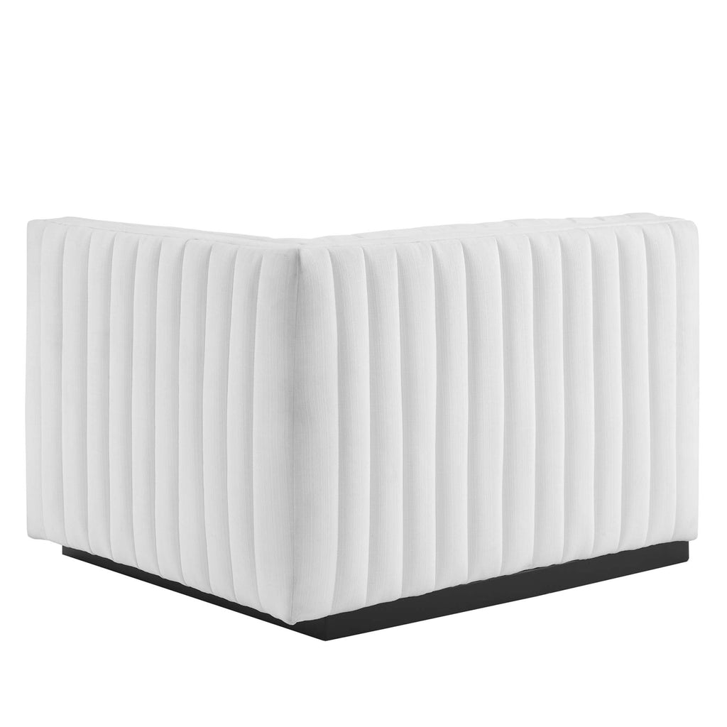 Conjure Channel Tufted Upholstered Fabric Right-Arm Chair - Black White
