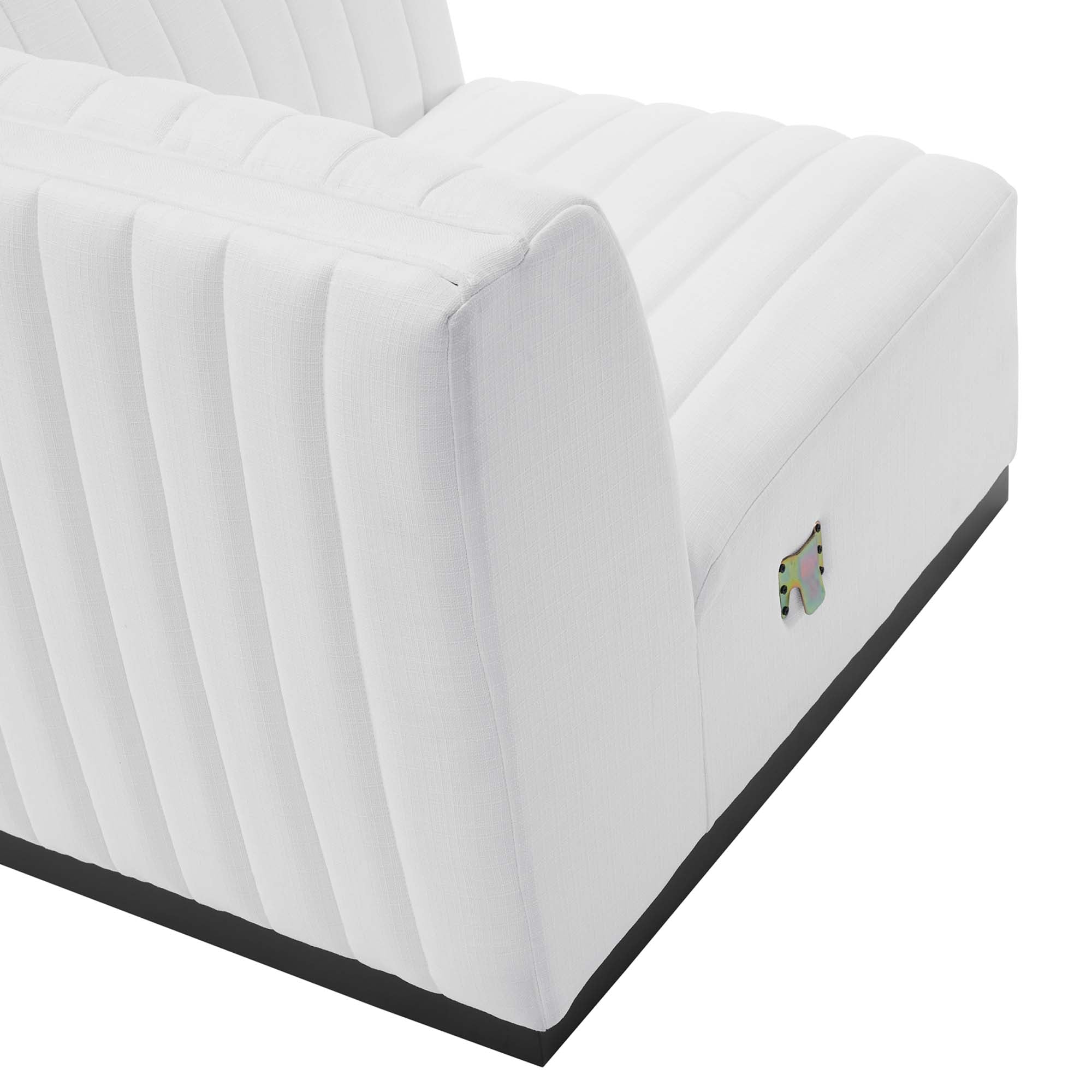 Conjure Channel Tufted Upholstered Fabric Right-Arm Chair - Black White