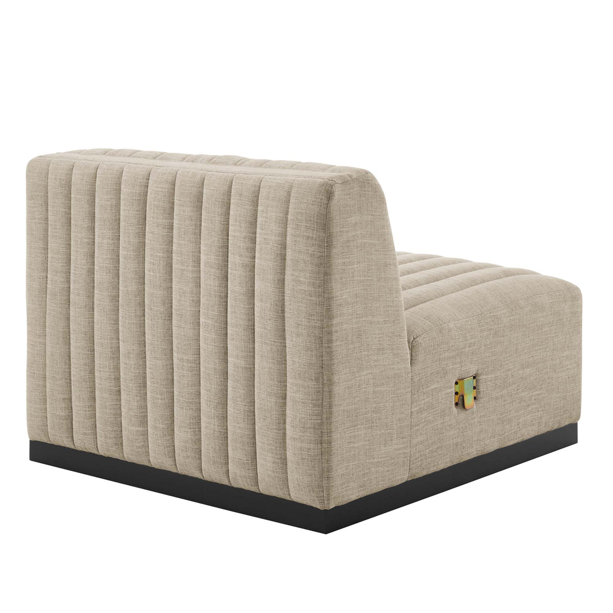 Conjure Channel Tufted Upholstered Fabric Armless Chair - Black Beige