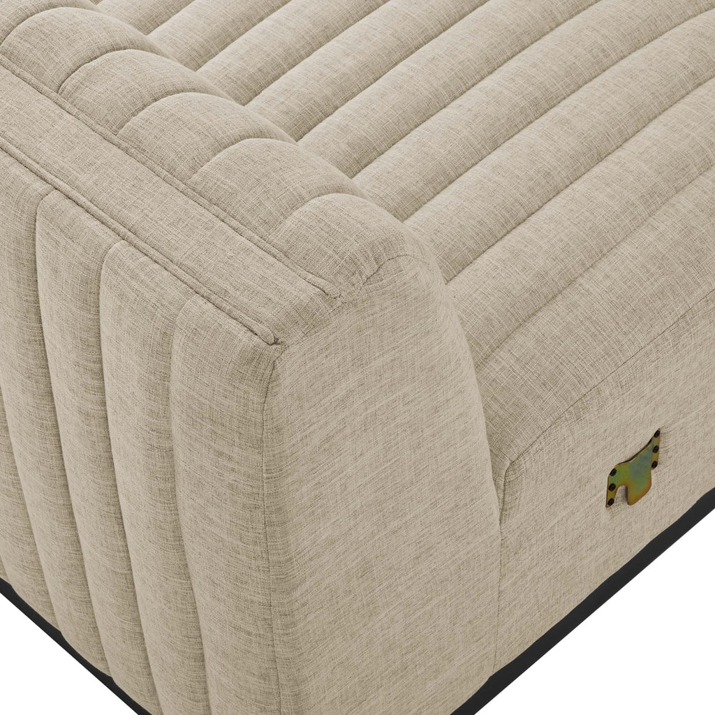 Conjure Channel Tufted Upholstered Fabric Armless Chair - Black Beige