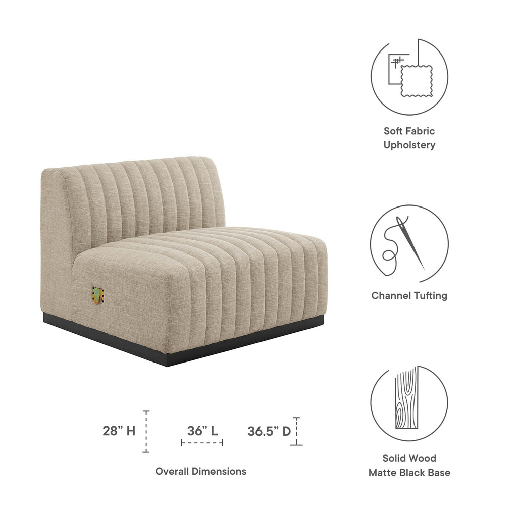 Conjure Channel Tufted Upholstered Fabric Armless Chair - Black Beige