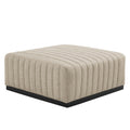 Conjure Channel Tufted Upholstered Fabric Ottoman - Black Beige