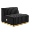 Conjure Channel Tufted Performance Velvet Armless Chair - Gold Black