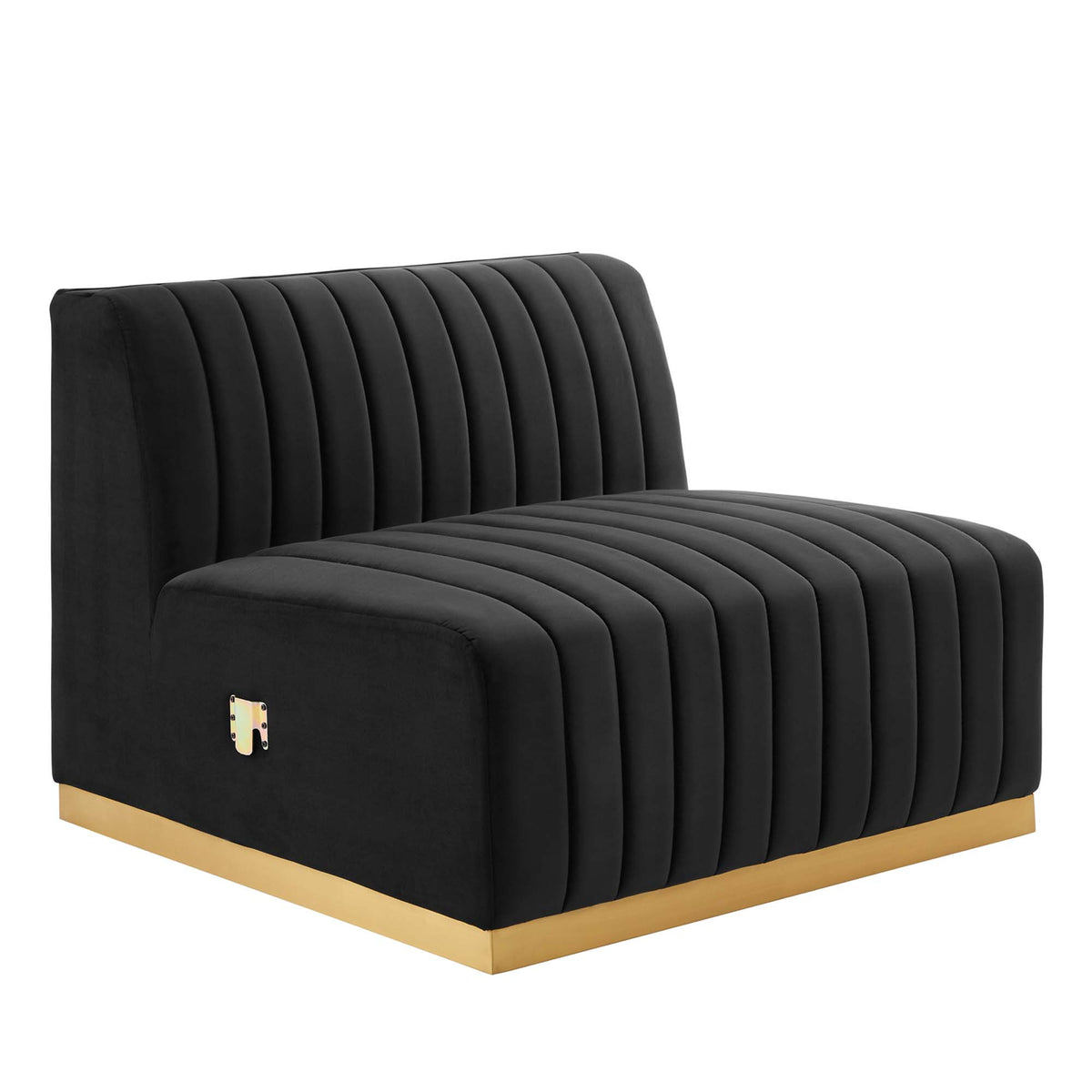 Conjure Channel Tufted Performance Velvet Armless Chair - Gold Black
