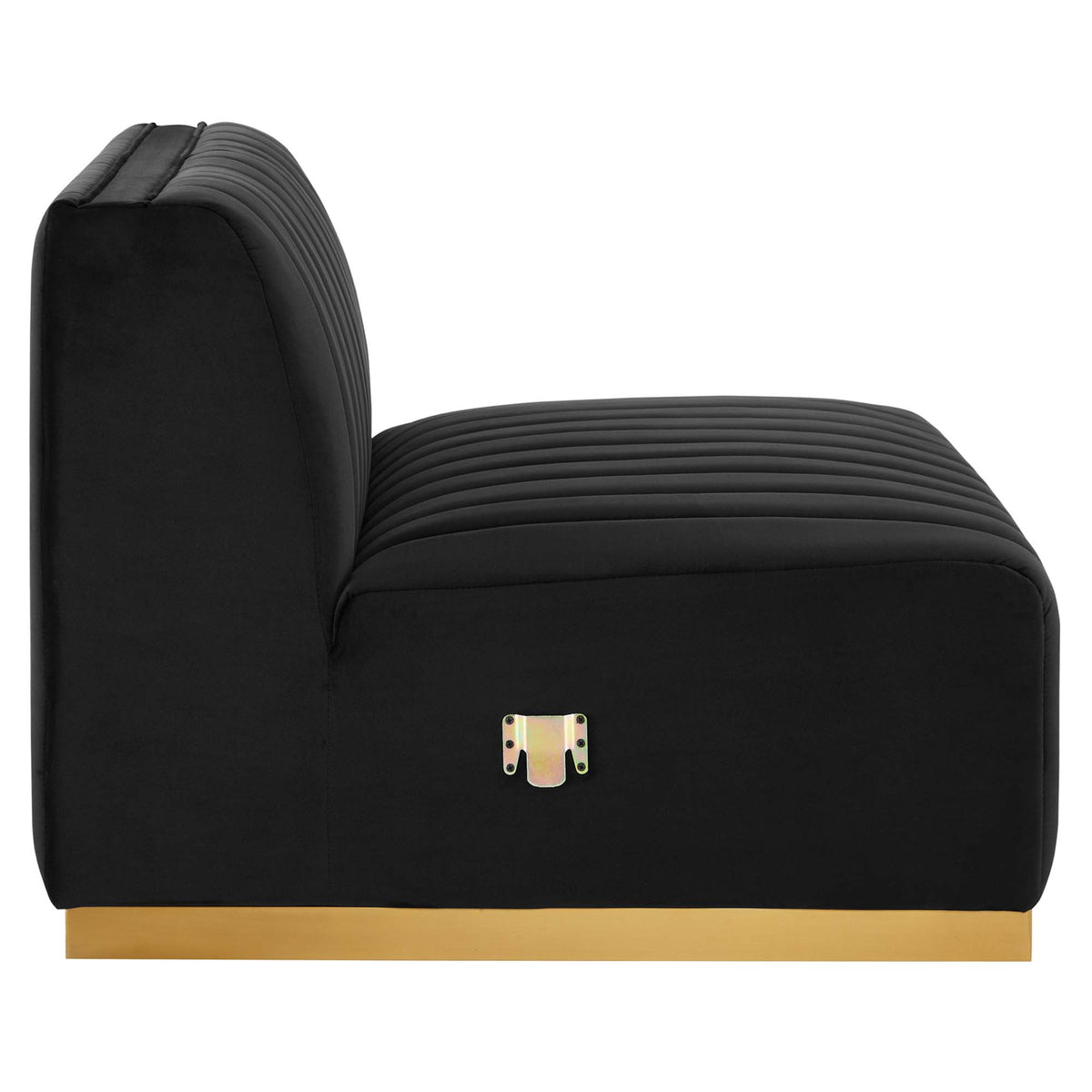 Conjure Channel Tufted Performance Velvet Armless Chair - Gold Black