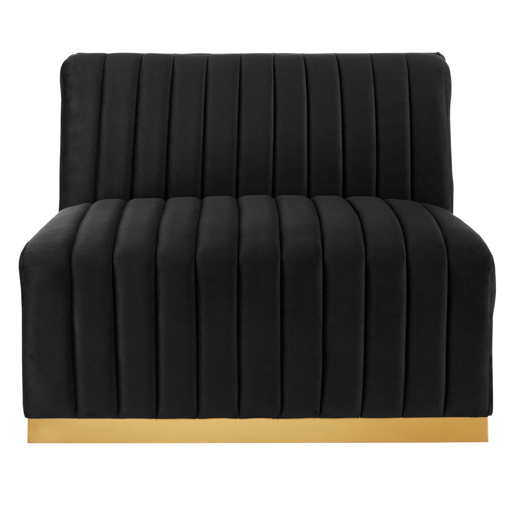 Conjure Channel Tufted Performance Velvet Armless Chair - Gold Black