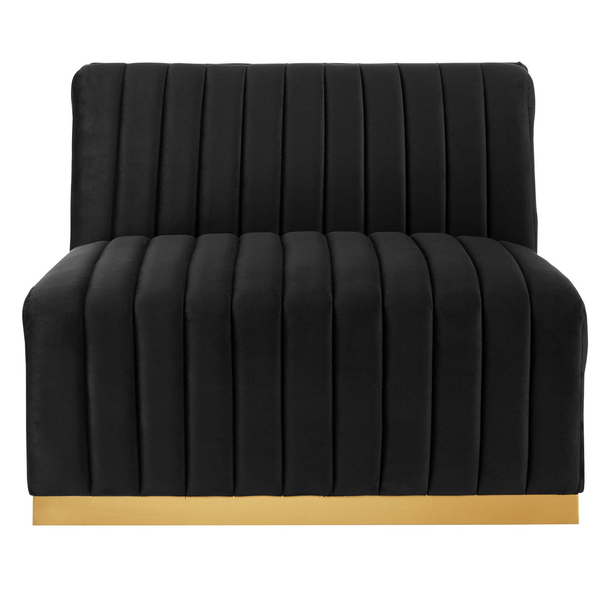 Conjure Channel Tufted Performance Velvet Armless Chair - Gold Black