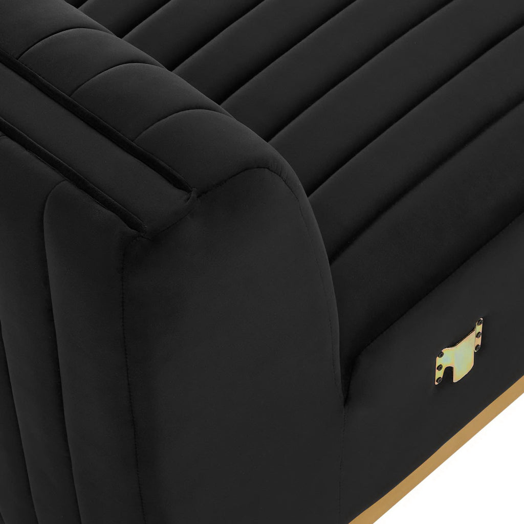 Conjure Channel Tufted Performance Velvet Armless Chair - Gold Black