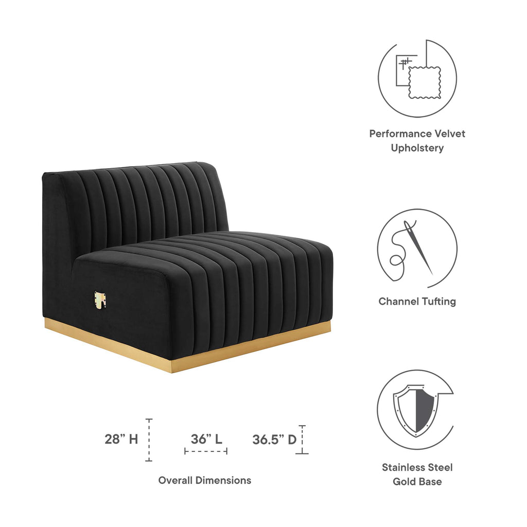 Conjure Channel Tufted Performance Velvet Armless Chair - Gold Black