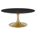 Lippa 36" Round Faux Marble Coffee Table - Gold Black