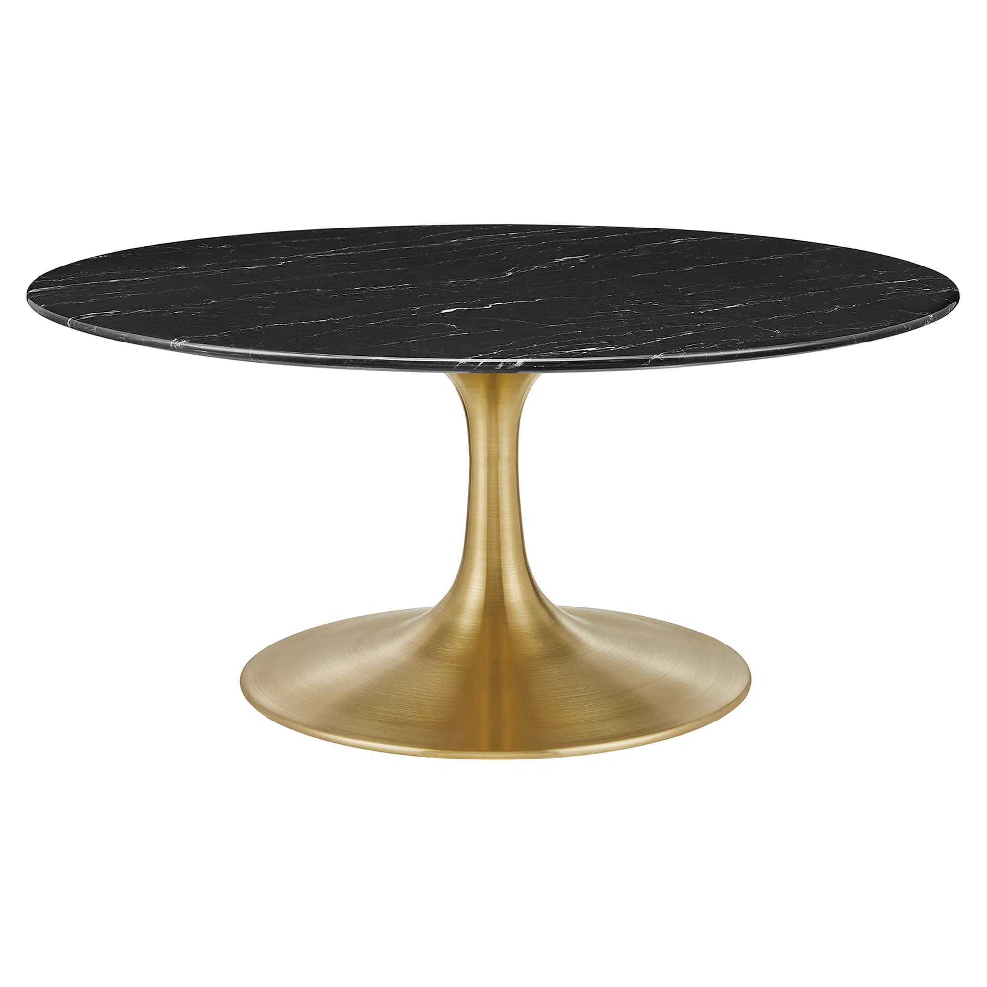 Lippa 36" Round Faux Marble Coffee Table - Gold Black