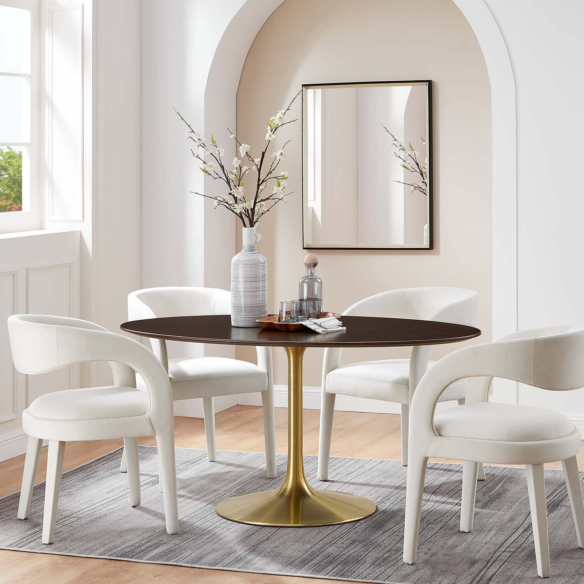 Lippa 60" Oval Wood Dining Table - Gold Cherry Walnut