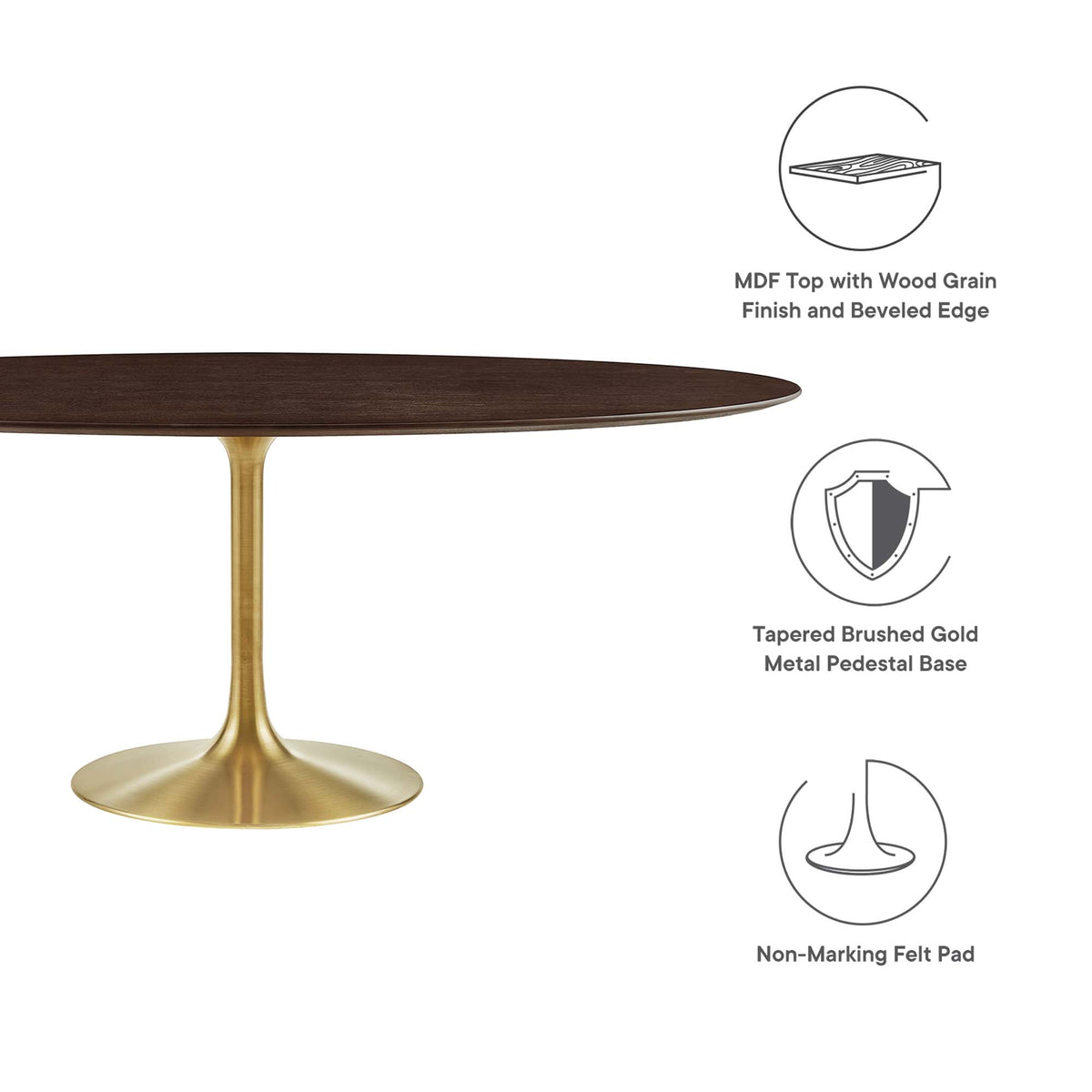 Lippa 78" Oval Wood Dining Table - Gold Cherry Walnut