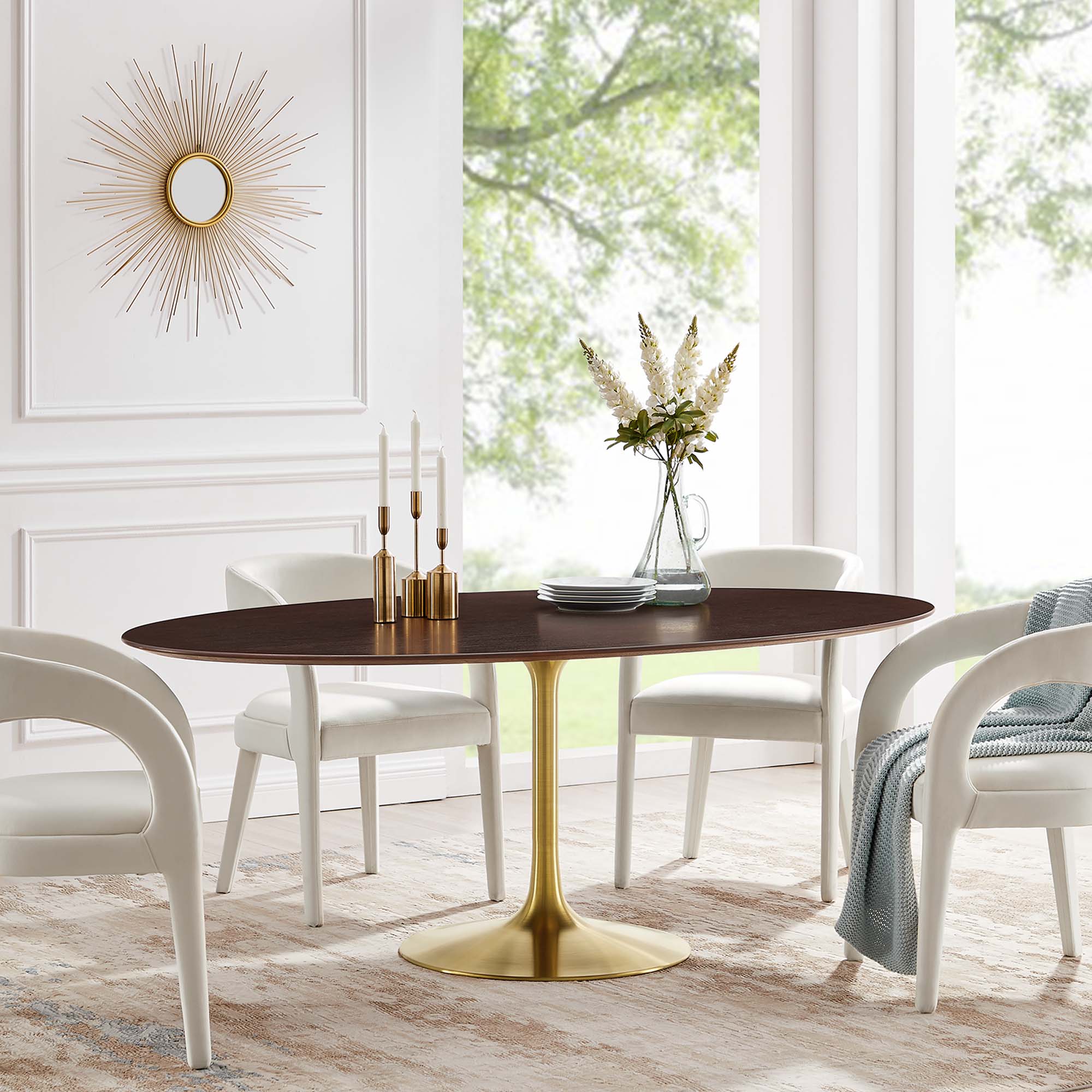 Lippa 78" Oval Wood Dining Table - Gold Cherry Walnut