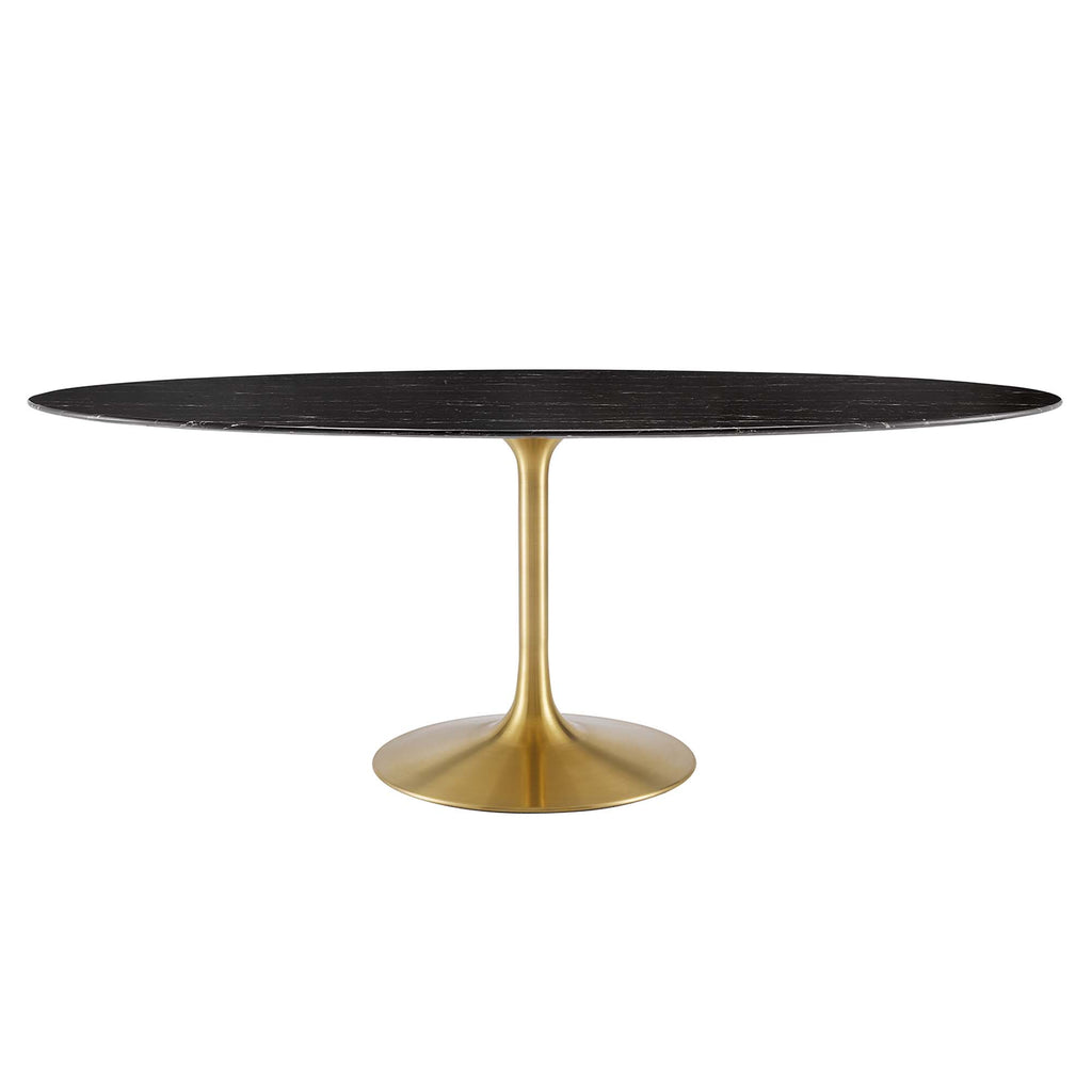 Lippa 78" Oval Faux Marble Dining Table - Gold Black