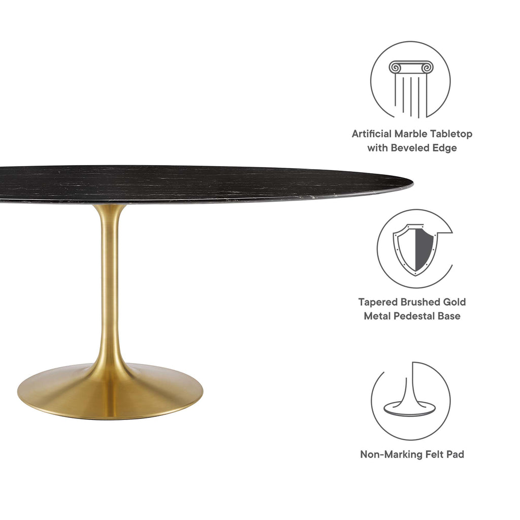 Lippa 78" Oval Faux Marble Dining Table - Gold Black