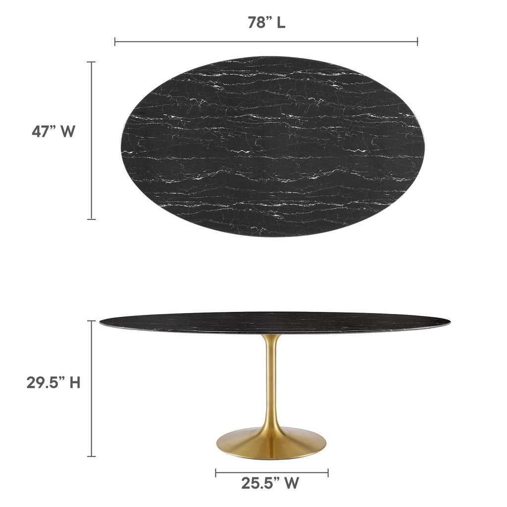 Lippa 78" Oval Faux Marble Dining Table - Gold Black