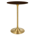 Lippa 28" Round Cherry Walnut Wood Bar Table - Gold Cherry Walnut