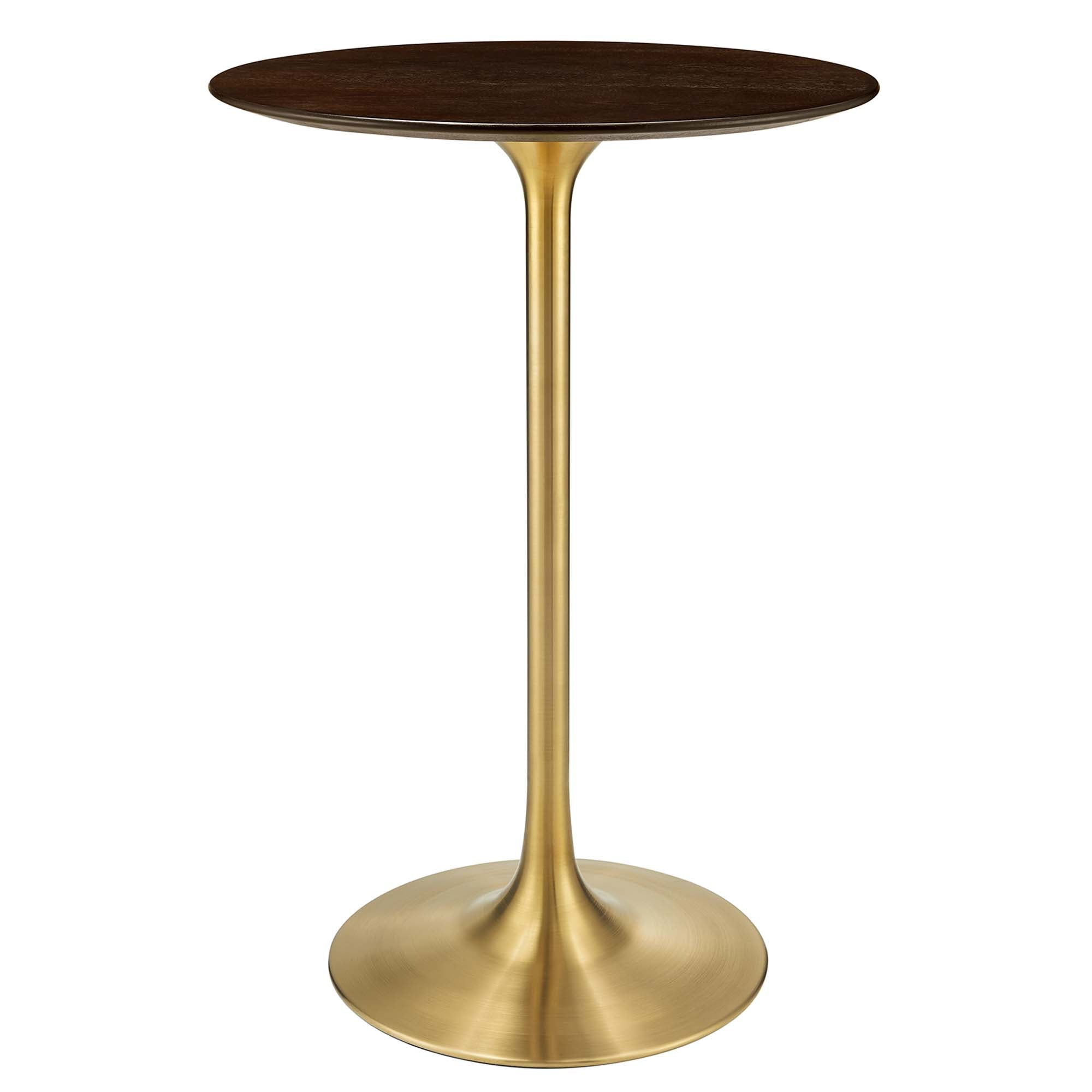 Lippa 28" Round Cherry Walnut Wood Bar Table - Gold Cherry Walnut