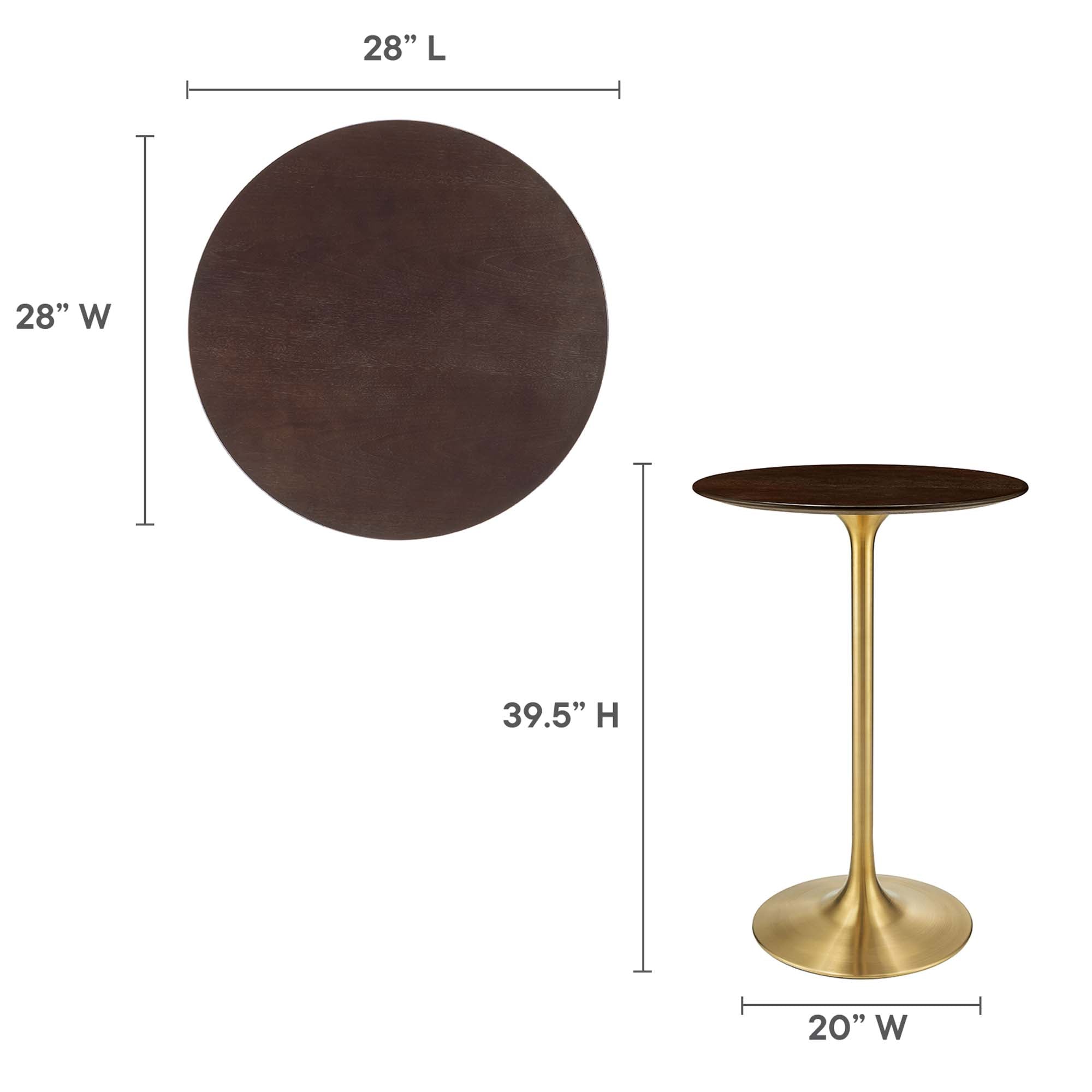 Lippa 28" Round Cherry Walnut Wood Bar Table - Gold Cherry Walnut