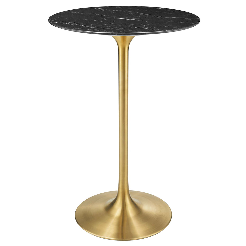 Lippa 28" Round Faux Marble Bar Table - Gold Black