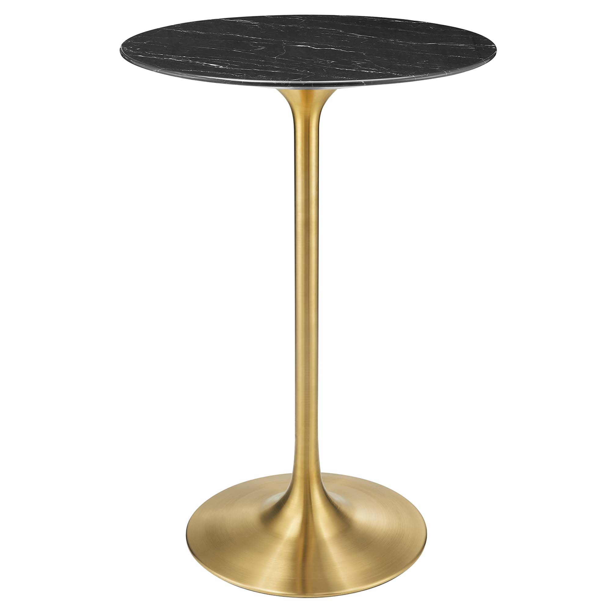 Lippa 28" Round Faux Marble Bar Table - Gold Black