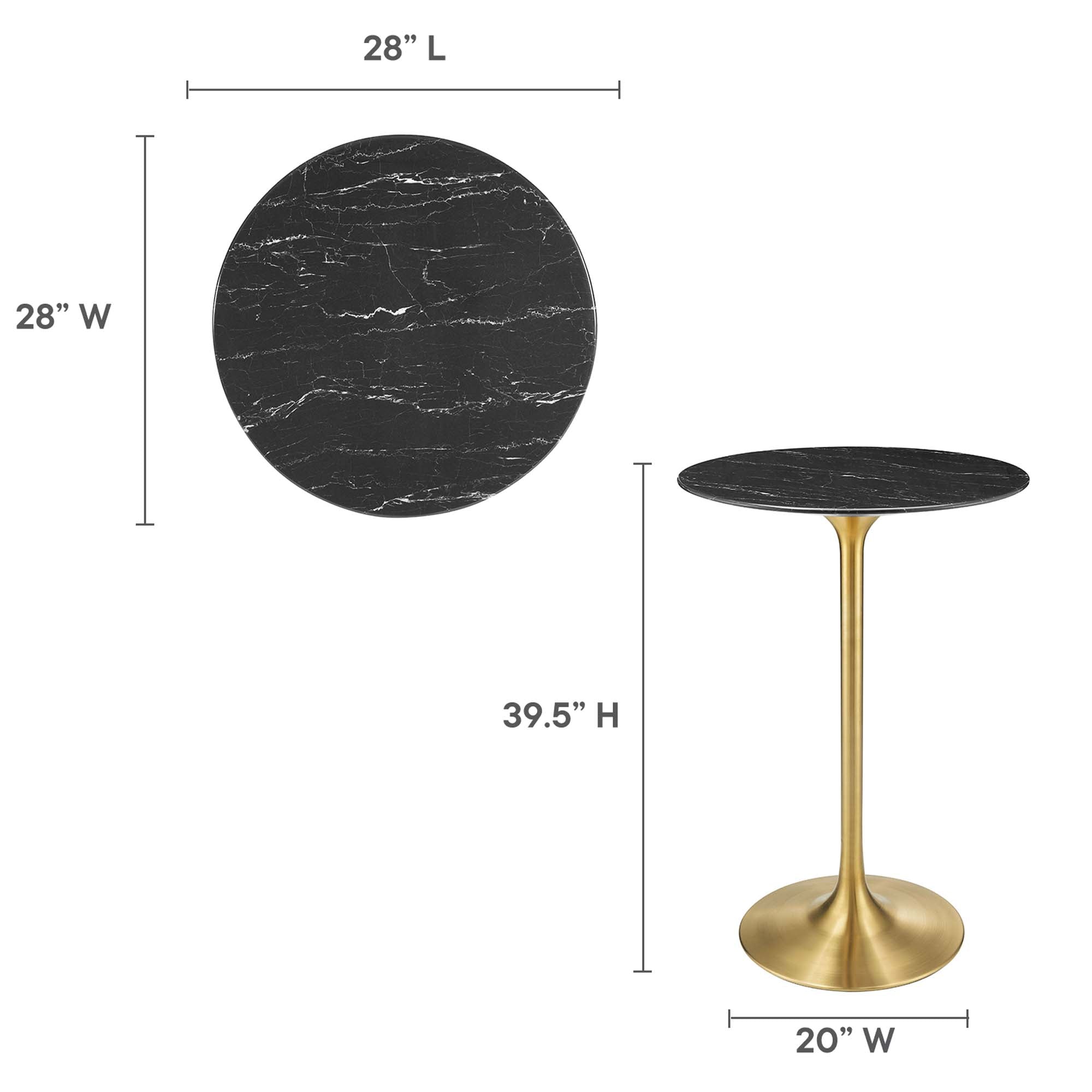 Lippa 28" Round Faux Marble Bar Table - Gold Black