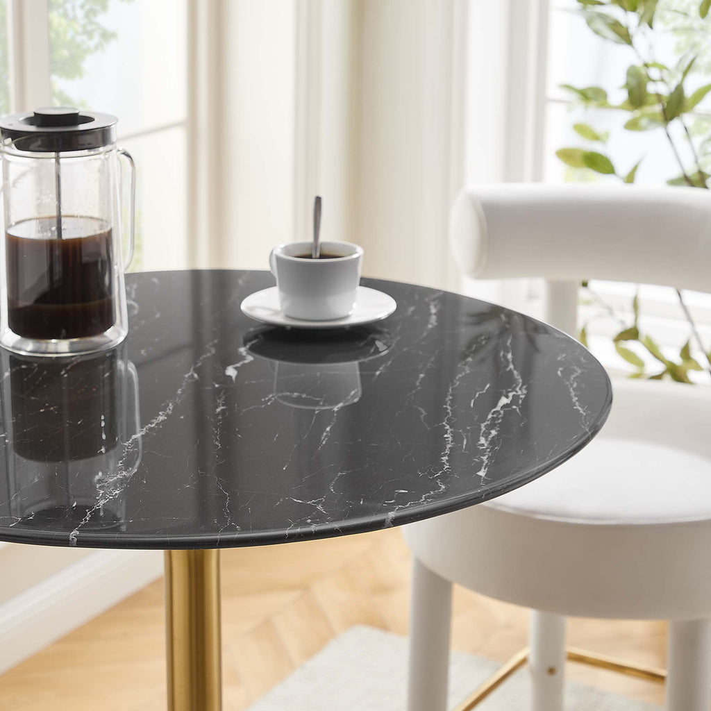 Lippa 28" Round Faux Marble Bar Table - Gold Black