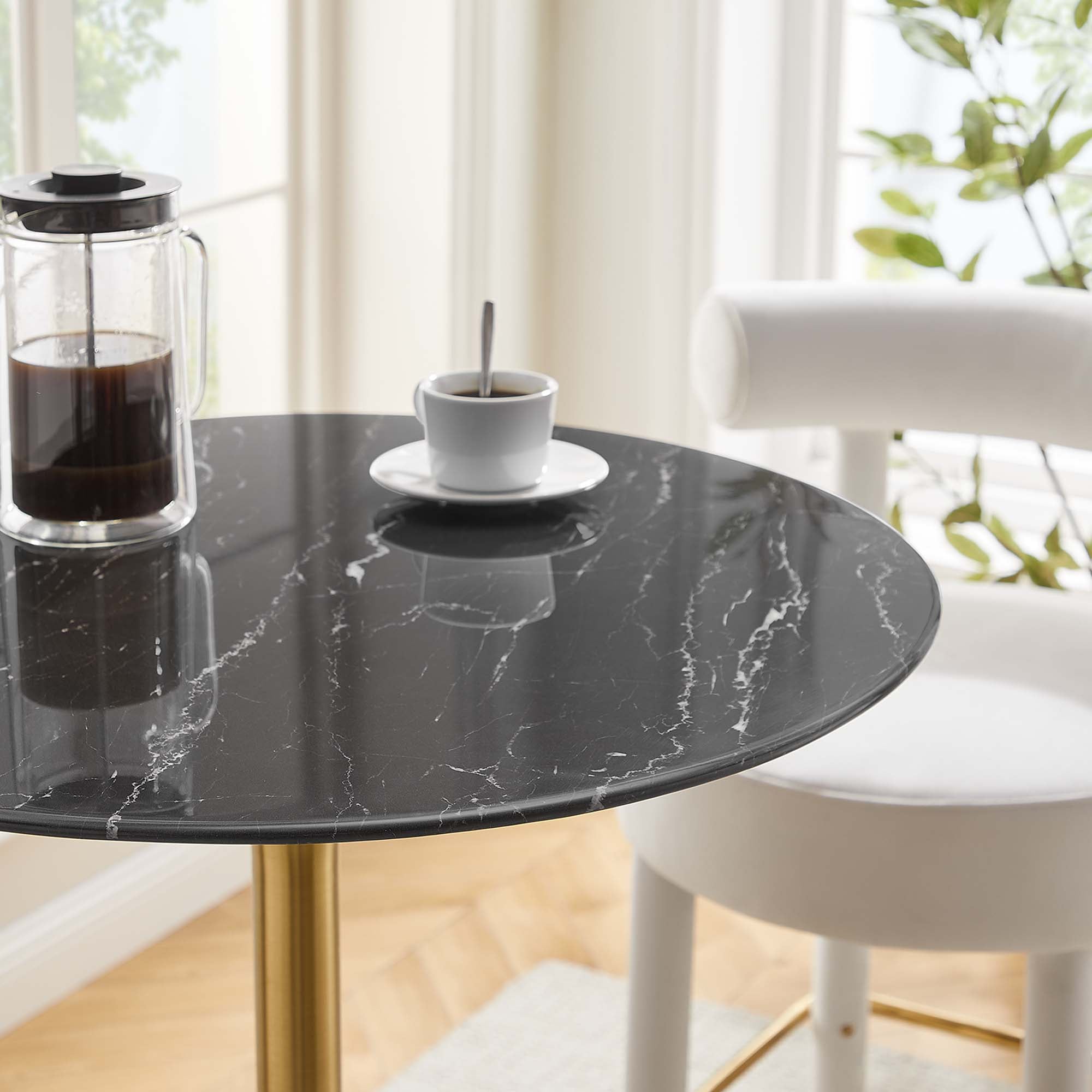 Lippa 28" Round Faux Marble Bar Table - Gold Black