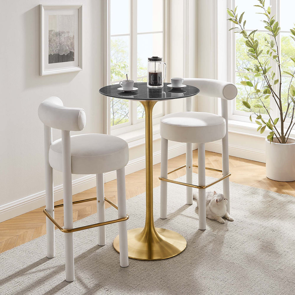 Lippa 28" Round Faux Marble Bar Table - Gold Black