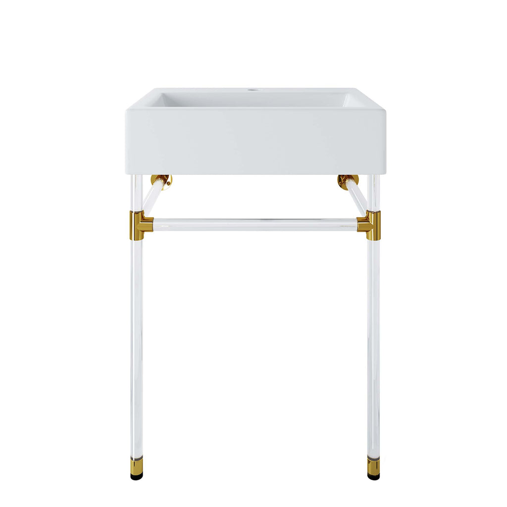 Redeem 24" Acrylic Wall-Mount Bathroom Vanity - Clear White
