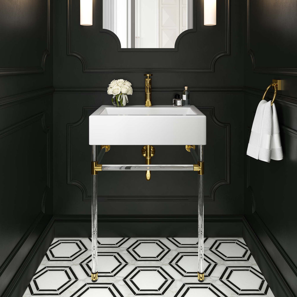 Redeem 24" Acrylic Wall-Mount Bathroom Vanity - Clear White