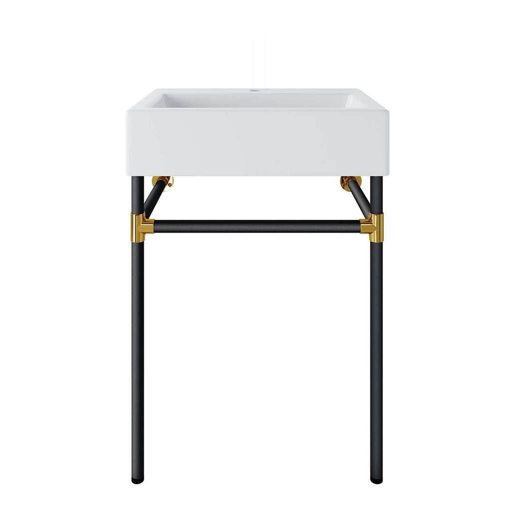 Redeem 24" Wall-Mount Black Stainless Steel Bathroom Vanity - Black White