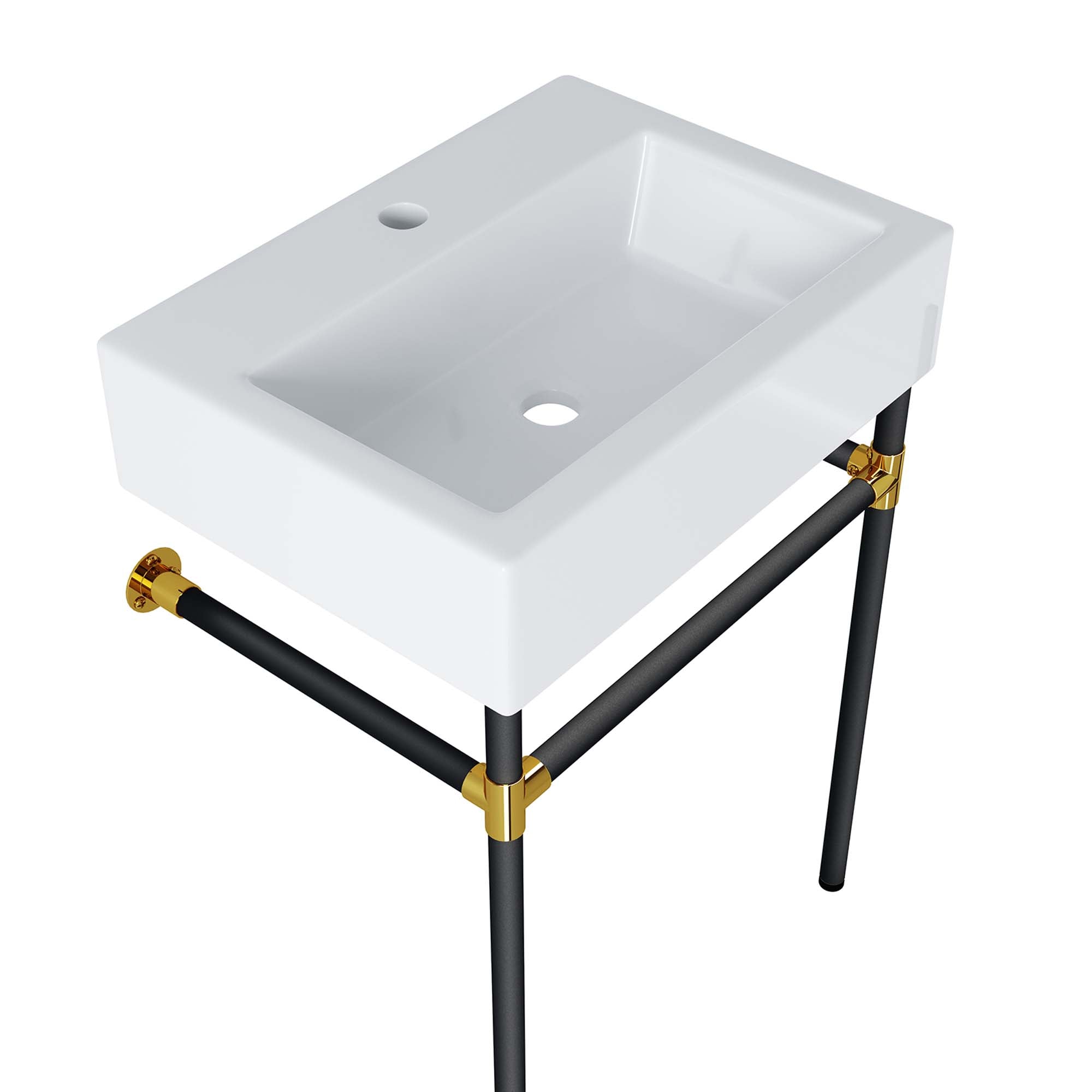 Redeem 24" Wall-Mount Black Stainless Steel Bathroom Vanity - Black White