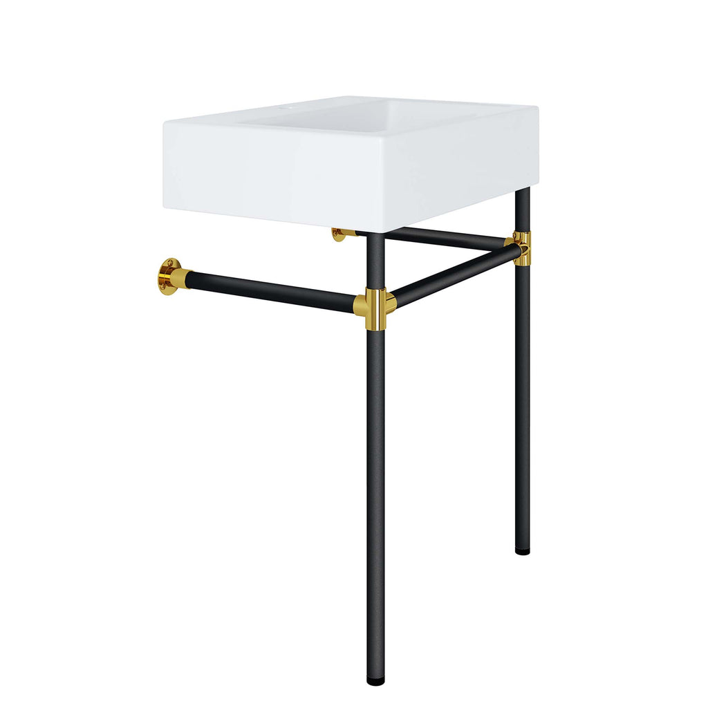 Redeem 24" Wall-Mount Black Stainless Steel Bathroom Vanity - Black White