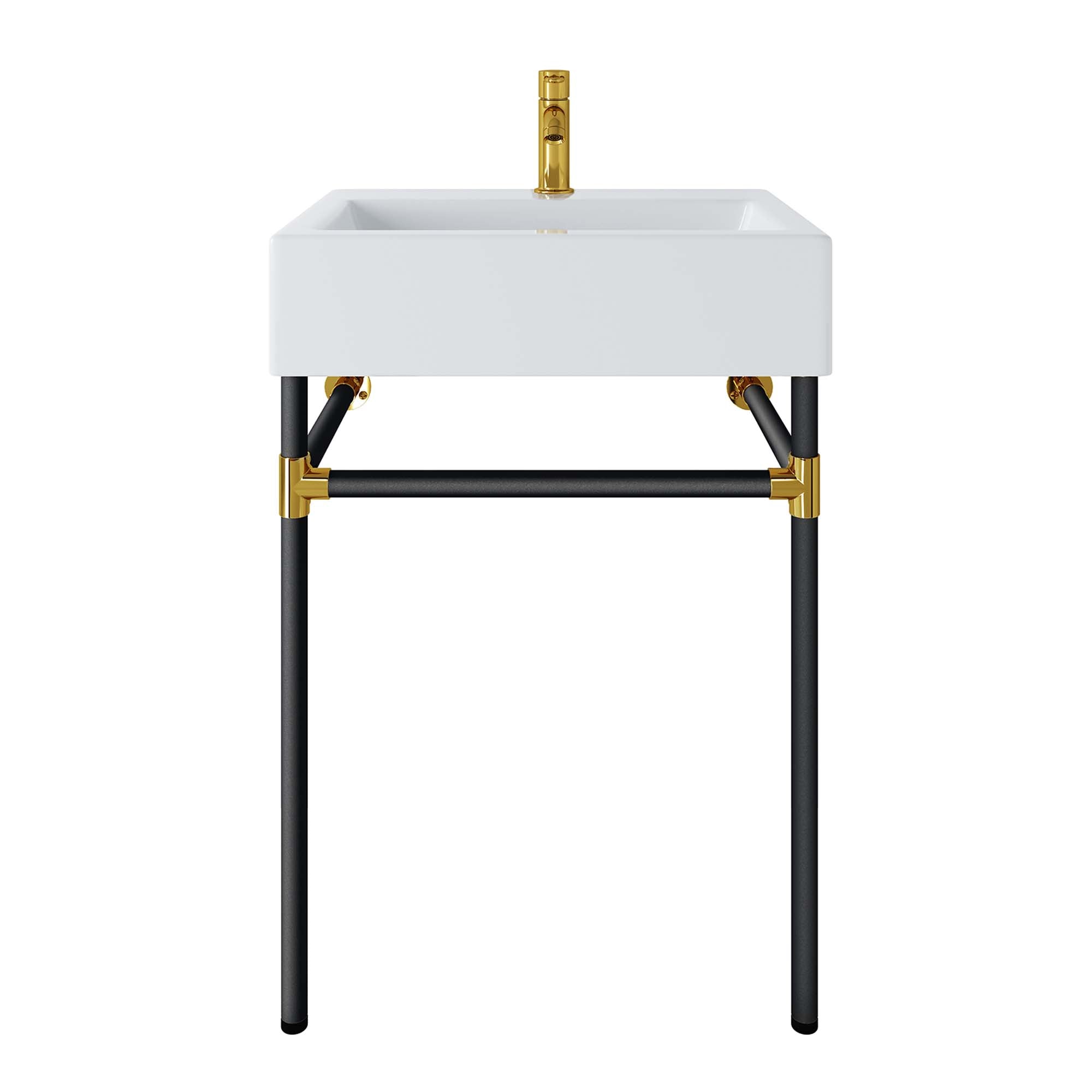 Redeem 24" Wall-Mount Black Stainless Steel Bathroom Vanity - Black White