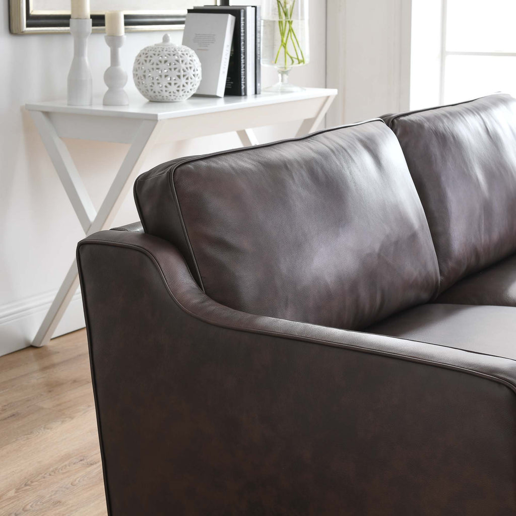 Impart Genuine Leather Sofa - Brown