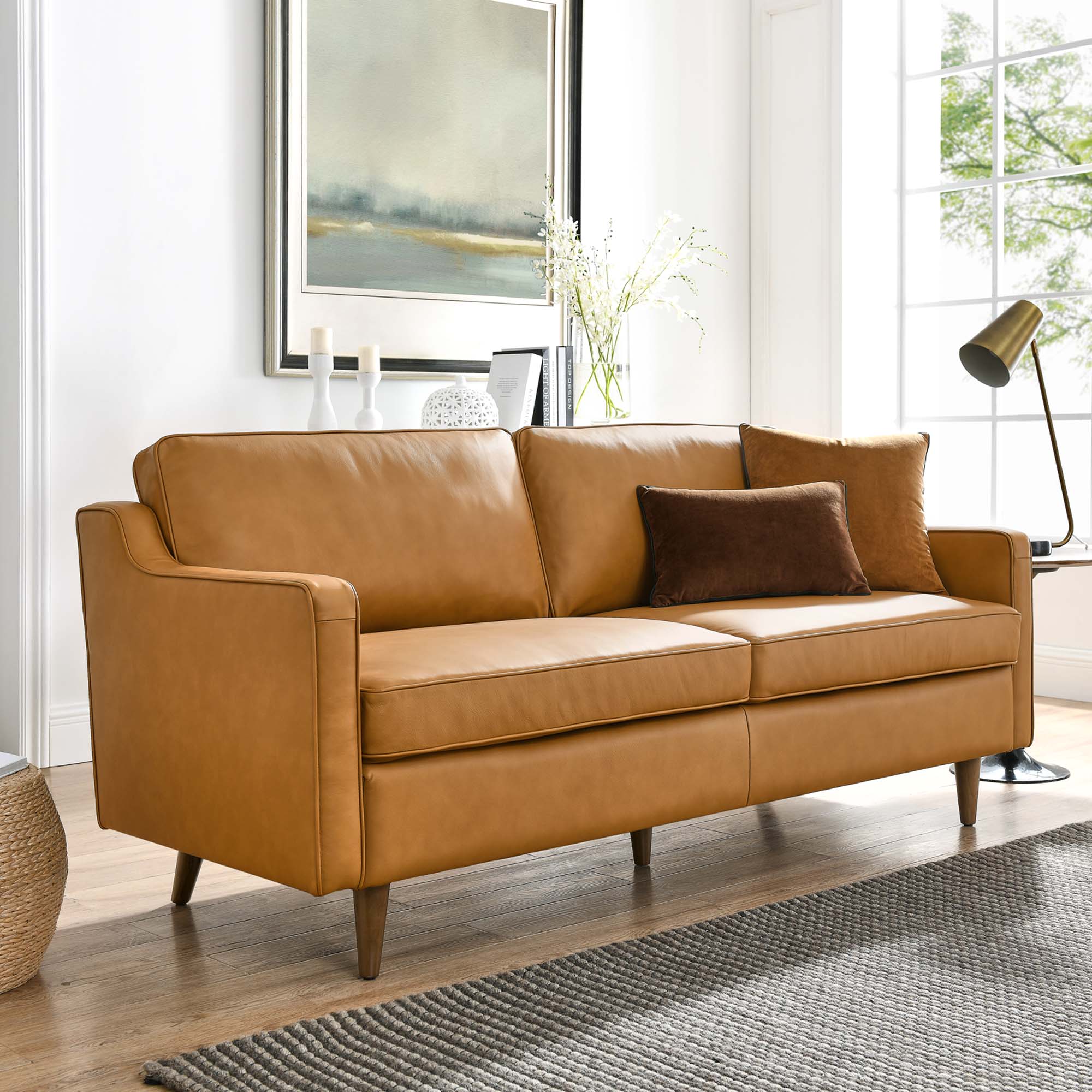 Impart Genuine Leather Sofa - Tan