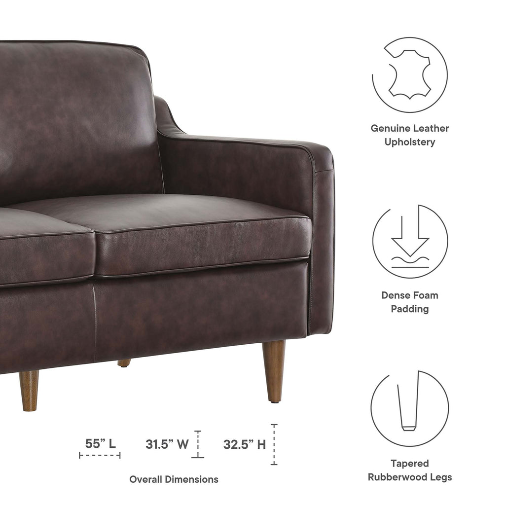 Impart Genuine Leather Loveseat - Brown