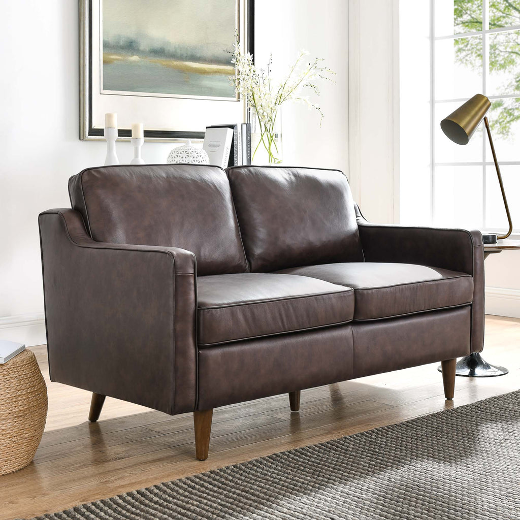 Impart Genuine Leather Loveseat - Brown