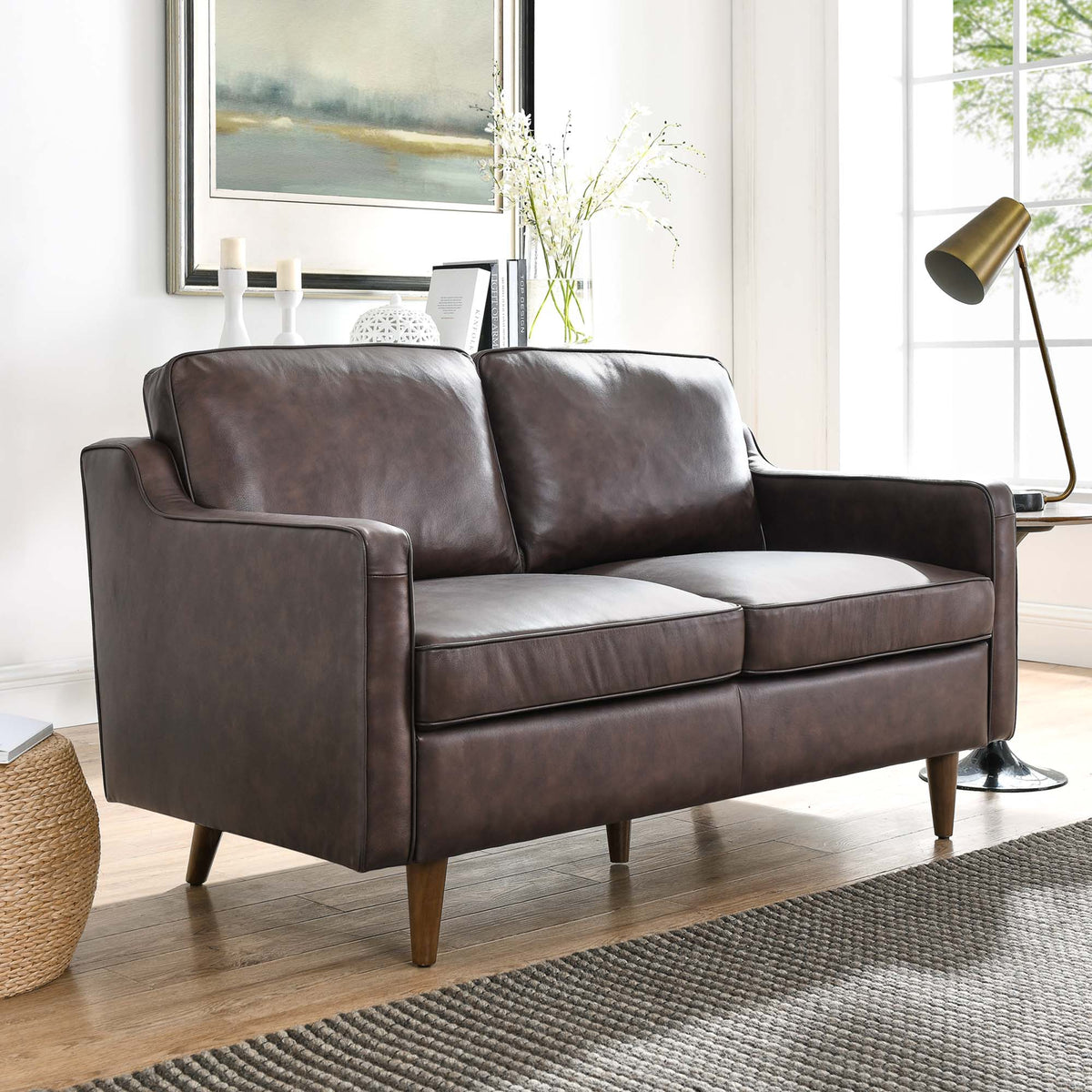 Impart Genuine Leather Loveseat - Brown