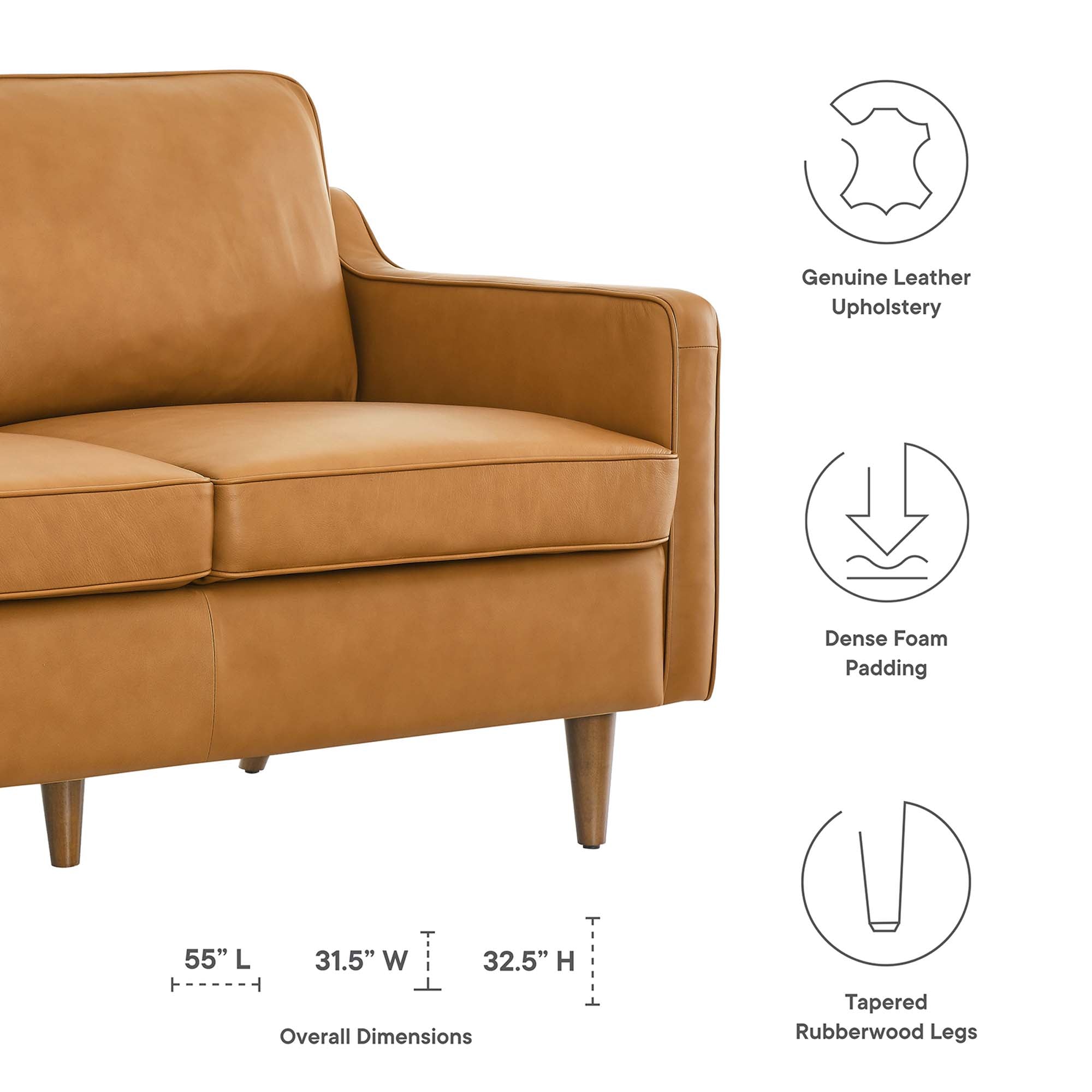 Impart Genuine Leather Loveseat - Tan