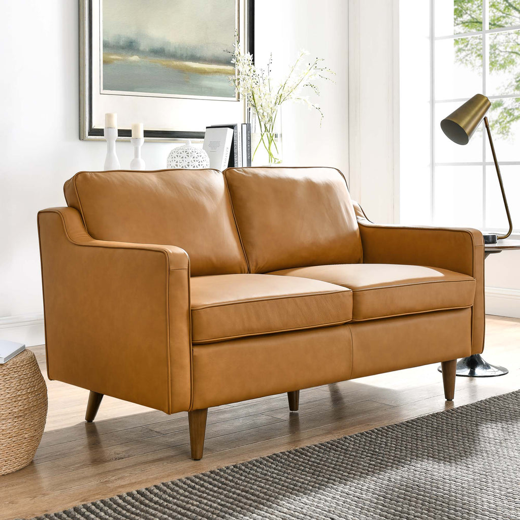 Impart Genuine Leather Loveseat - Tan
