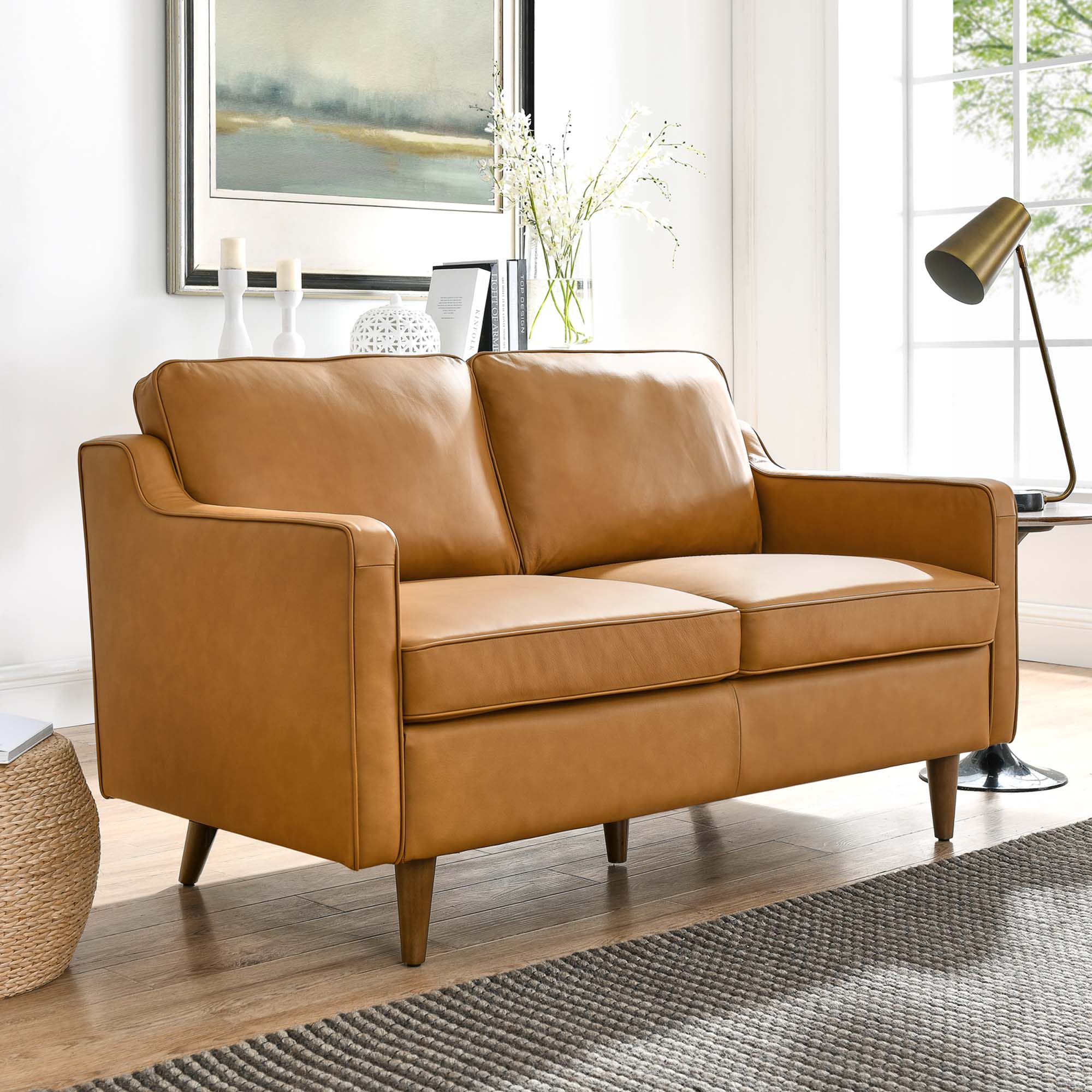 Impart Genuine Leather Loveseat - Tan