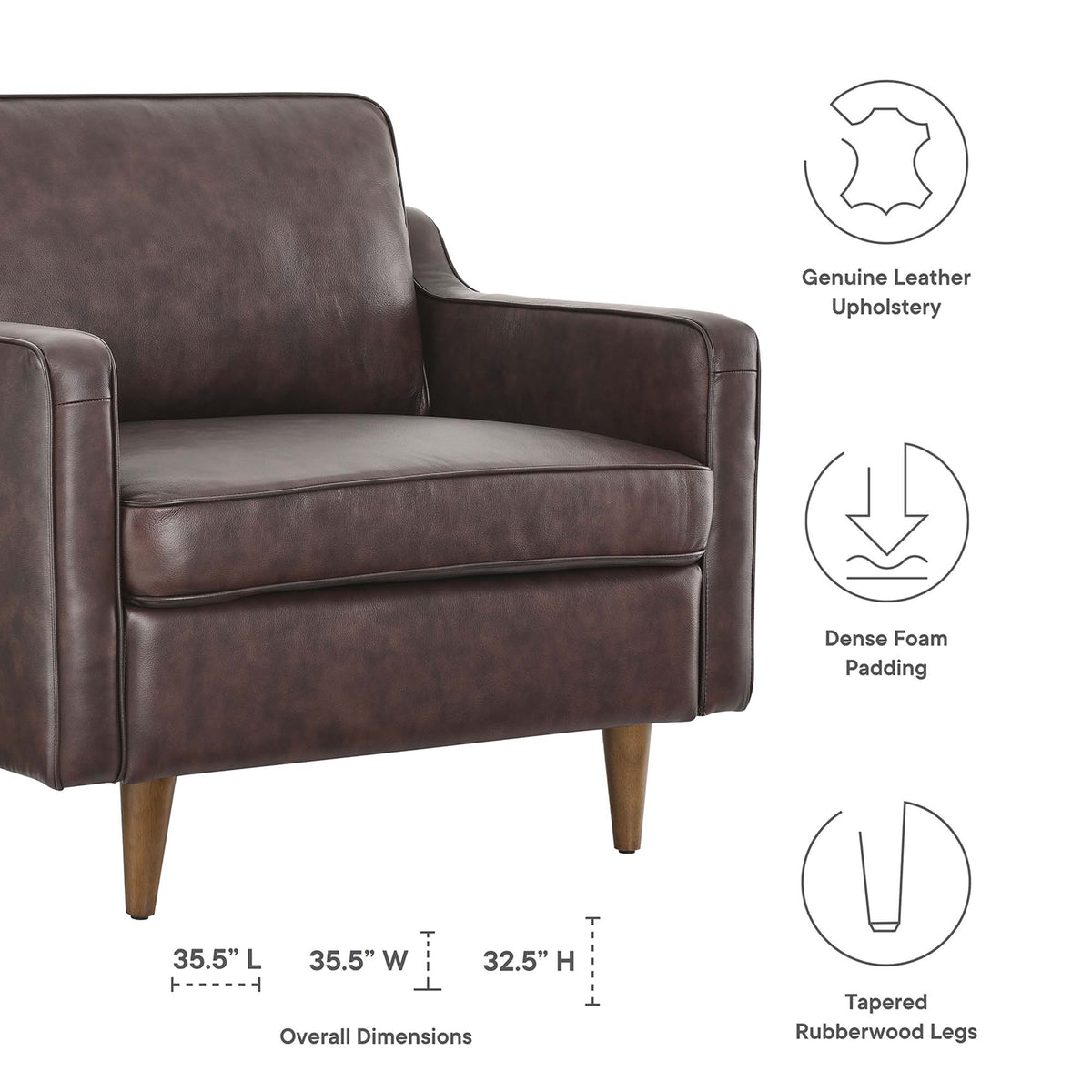 Impart Genuine Leather Armchair - Brown