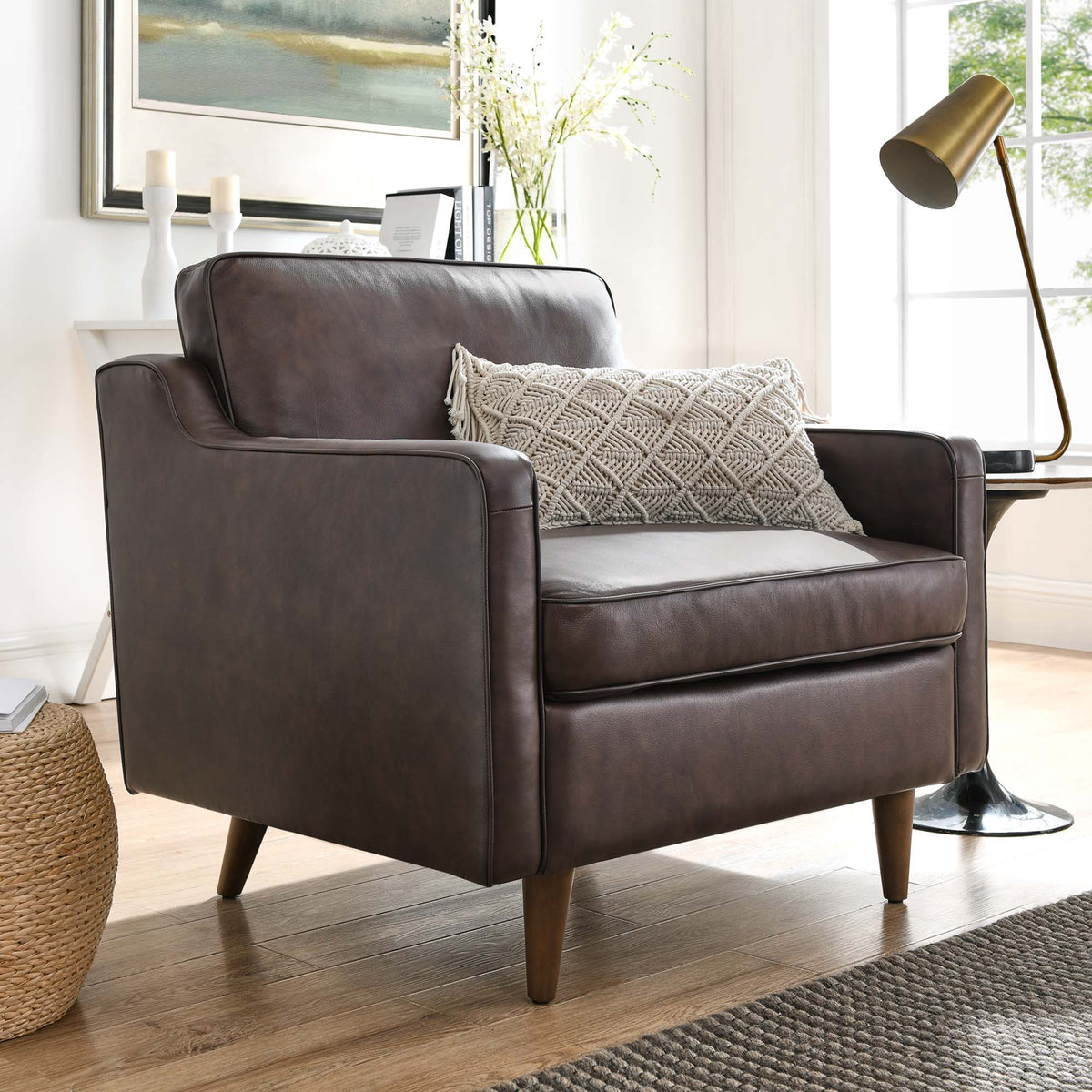 Impart Genuine Leather Armchair - Brown
